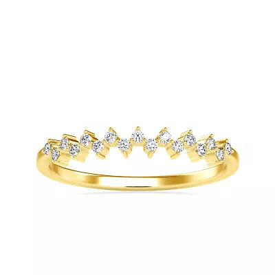 Natural Diamond 14k Solid Gold Twig Cluster Dainty Zig Zag Set Ring For Women • $526.52
