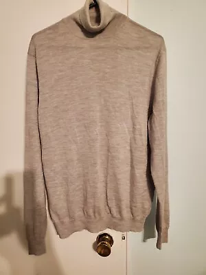Suit Supply Mens XL Long Sleeve Light Gray Merino Wool Turtle Neck Shirt • $39