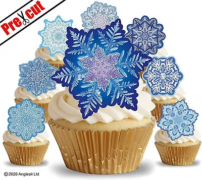 £3.79 • Buy Pre-cut Frozen Snowflakes Edible Wafer Paper Cup Cake Toppers Decorations