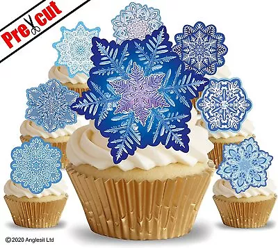 Pre-cut Frozen Snowflakes Edible Wafer Paper Cup Cake Toppers Decorations • £3.79