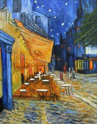 Van Gogh Cafe Terrace At Night Repro Quality Hand Painted Oil Painting 12x16in • $58.95