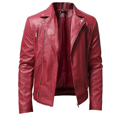 Men Leather Brando Motorbike Jacket Marlon Biker Motorcycle With Armour Coats* • $53.09