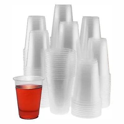 Plastic Cups Disposable 7oz Reusable Plastic Cups Clear Plastic Drinking Cups UK • £3.45