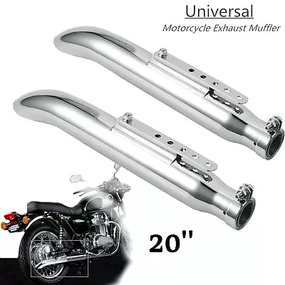 2X 20  Universal Motorcycle Exhaust Pipe Silencer Muffler For Harley Cafe Racer • $76.95