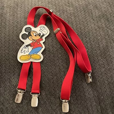 Vintage Kids Disney Suspenders Mickey Mouse Red J14 • $10.75