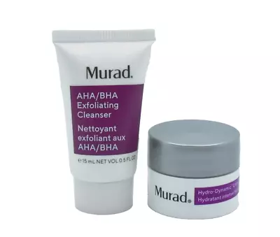 Murad Hydro-Dynamic Moisturizer& AHA/BHA Exfoliating Cleanser Travel Size Set • $14