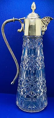 Vintage Falstaff Silver Plate & Crystal 11  Glass Wine Decanter Bacchus Spout • £100