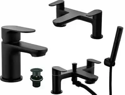 Bathroom Black Matt Sink Basin Mono Mixer Bath Filler Shower Brass Tap New Desig • £7.95