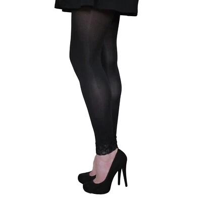£6.99 • Buy EL531 Essexee Legs 100D Footless Tights With Lace Trim. 1 Pair. Black. Nylon