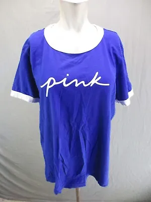 Victoria's Secret PINK Size M Womens Royal Blue 100% Cotton  Round Neck Top 1RE5 • $10