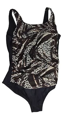 Amoena One Piece Bathing Suit - Black & Brown Size 16C Corfu • $25.49