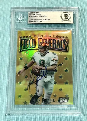 Mark Brunell 1997 Topps Finest Gold Refractor Signature Autograph AUTO BAS BGS • $39.95