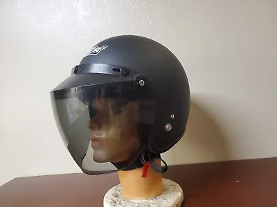 M2R Open Face Cruiser Street Bike Motorcycle Helmet Black DOT XSmall Flip Visor • $21.34