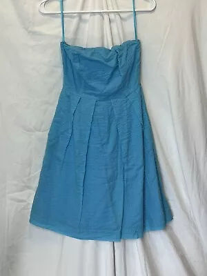 J Crew Petite 0P Baby Blue Seersucker Strapless Dress Excellent Used Condition • $16.02