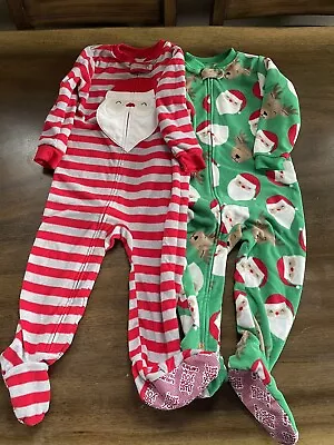 Lot Of 2 Carter's Toddler Boy Size 2T Footed Pajamas One-Piece Fleece Sleepers • $12