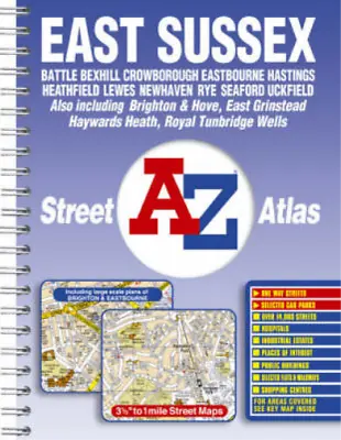 A-Z East Sussex Street Atlas (Street Maps & Atlases) VARIOUS Used; Good Book • £3.36