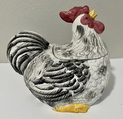 Vintage Lechters Cooks Club Glazed Ceramic Hen/Rooster Cookie Jar 1970s • $38