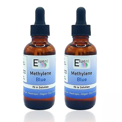 Methylene Blue 1% Double Pack 60 ML Dropper-Capped Glass Bottle Nootropic • $45