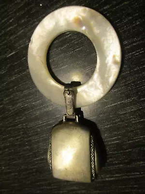 Webster Sterling Silver MOP Baby Rattle Bell Teether Ring Vintage Estate • $19.99