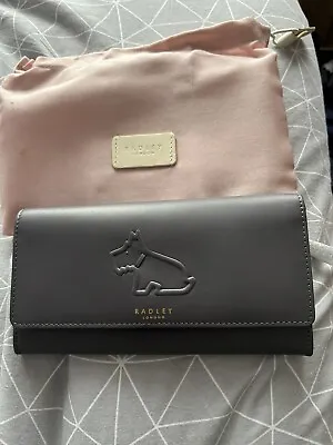 Radley Large Bifold Grey Leather Purse Wallet New With Dust Bag • £36