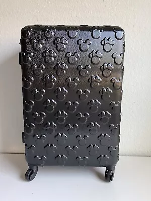 Disney Minnie Mickey All Over 24” Upright Spinner Luggage Suitcase Black Emboss • $160