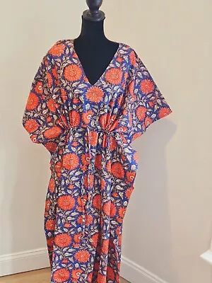 Cotton Kaftan Long Caftan Dress For To Be Moms Beach Cover Up Maxi Dress • $39.99