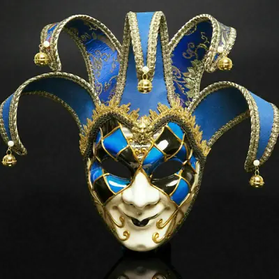 Venice Clown Full Face Mask Bell Joker Prom Pie Single Mask Wall Decoration Gift • $40.69