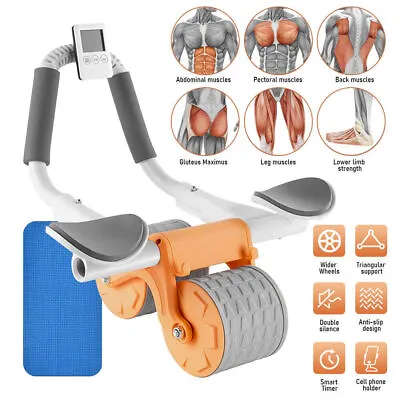 £14.99 • Buy Abdominal Wheel Automatic Rebound Elbow Support AntiSlip Fitness AB Roller Train