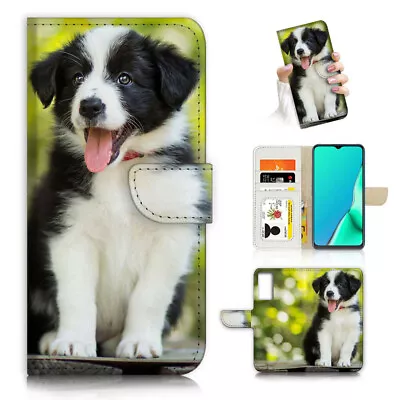$13.99 • Buy ( For Oppo A57 / A57S ) Wallet Flip Case Cover AJ23335 Puppy Collie Dog