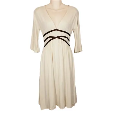 Michelle Jonas Gauze Dress Small S Beige Stretch Vneck • $19.99