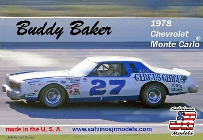 Salvinos Jr 1978 Chevy Monte Carlo Buddy Baker 1:25 Model Kit Circus Circus • $31.99