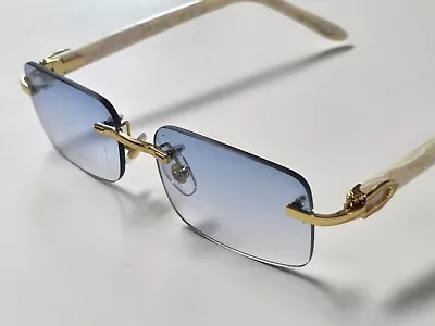 Essntl Frames Made In France Mother Of Pearl White Designer Rimless Sunglasses • $5.99