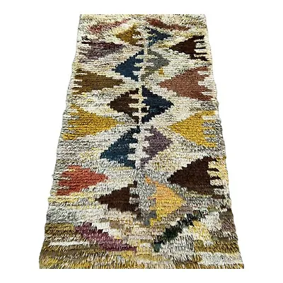 Vintage Swedish Mid Century Rya Shag Scandinavian Wool Flokati Rug 2'5x4'9 Ft • $350