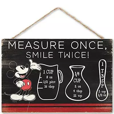 Open Road Brands Disney Mickey Mouse Hanging Wood Measuring Sign - Measure Once • $25.99