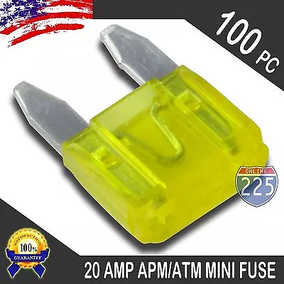 100 Pack 20A Mini Blade Style Fuses APM/ATM 32V Short Circuit Protection Fuse US • $10.99