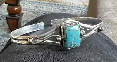 $16.79 • Buy Nice Blue Copper Turquoise Gemstone 925 Sterling Silver Handmade Bracelet Cuff