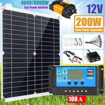 $29.98 • Buy 6000W Car Power Inverter 200W Solar Panel Kit Battery Charger 100A Controller