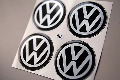 $25.90 • Buy Silver Black Alloy Wheel Center Cap Logo Emblem Sticker Set 60mm Fits To VAG VW