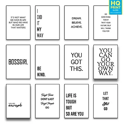 Motivational Quote Prints Home Décor Inspirational Bedroom Wall Art Posters • £3.99