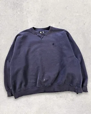 Vintage Starter Heavyweight Blue Faded Hoodie Sweatshirt XL 2000s • $18.17
