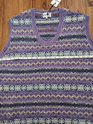 BNWT~ BRORA Fairisle Tank Top In 'Crocus' 100% Shetland Wool UK 16/18  XL  NEW! • £94