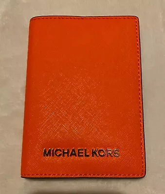 Rare Bright Orange Mk Womens Michael Kors Passport Holder Wallet Brand New! • $50