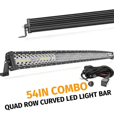 54 Inch 1188W Quad Row Curved LED Light Bar Spot Flood Combo Offroad FOG +Wiring • $113.95