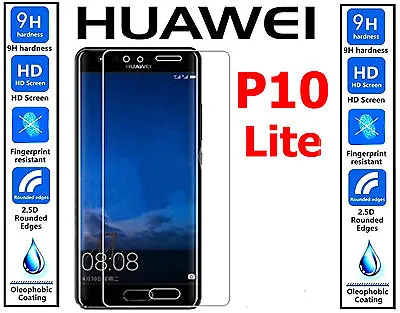 Genuine 100% TEMPERED GLASS Ultra HD Screen Protector For Huawei P10 Lite • £3.28