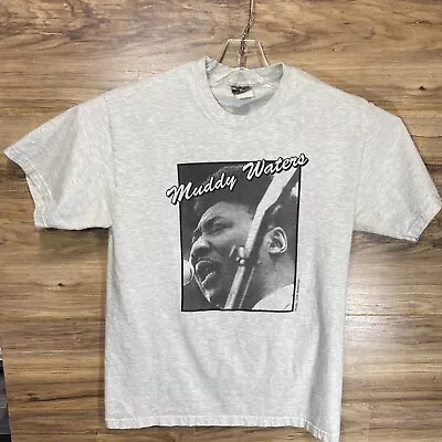 Vintage Muddy Waters Mojo T Shirt 90s Blues Singer Musician Gray Mens Sz M • $49.99