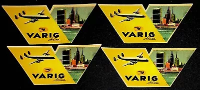 Varig Airlines Original Luggage Labels Lot Of 4 Vintage 1950's • $9.95