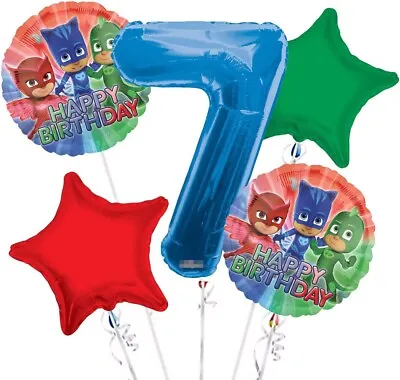 Birthday Party Balloons 5 PCS PJ Mask Balloons 7th Birthday Balloons Party • $9.99