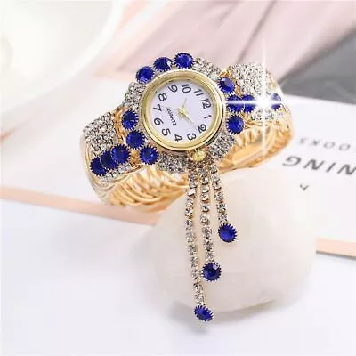 Reloj De Pulsera Diamantes Lujo Cuarzo Para Mujer Casual Plata Oro Elegante • $11.99