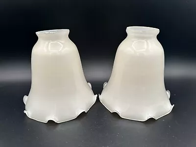 2 Vianne French Blown Ivory Glass Lamp Shades - 2 1/4  Fitters 5 1/4  Tall • $14.99