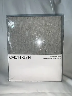 $35.99 • Buy CALVIN KLEIN Modern Cotton TWIN XL Fitted Sheet Gray